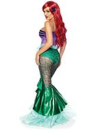 Ariel from The Little Mermaid, costume dress, sheer inlays, ruffle trim, built-in panties